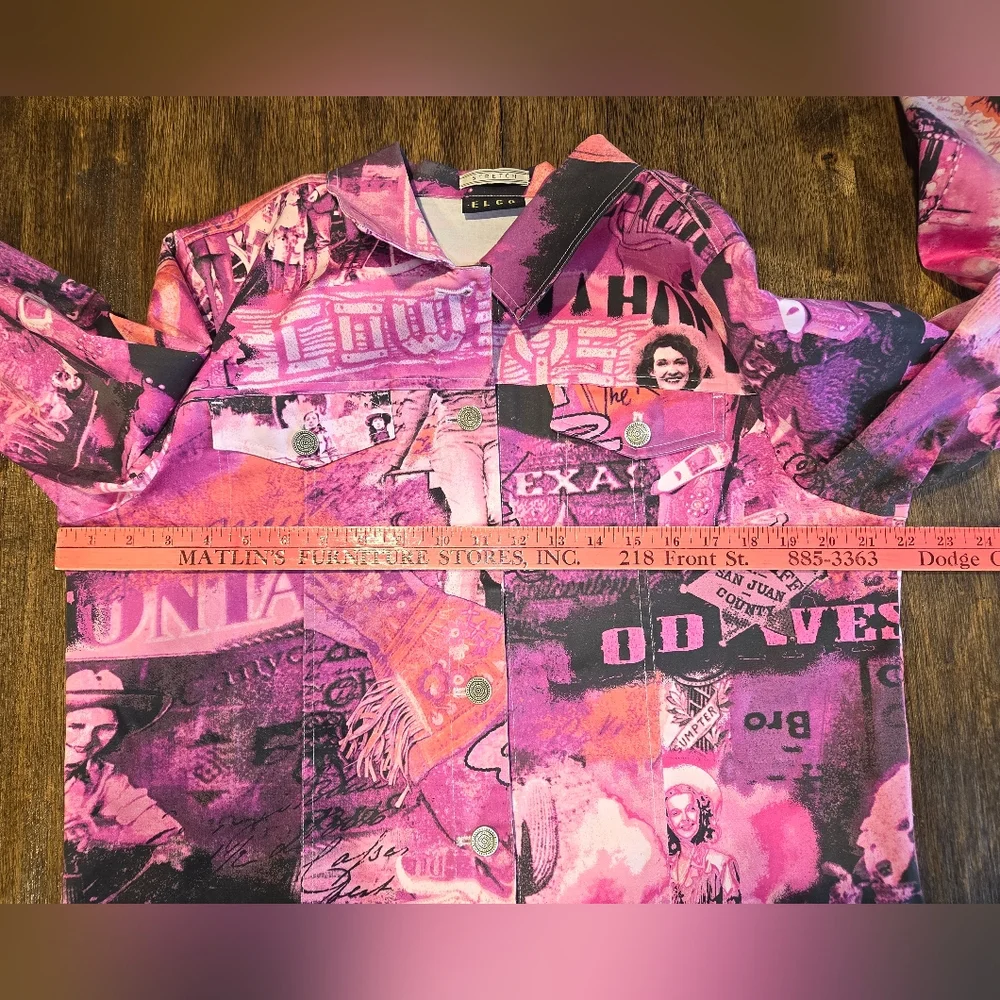 Vintage Vibrant‎ Pink Graphic Jean Jacket